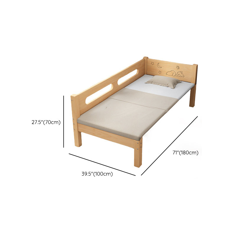 Contemporary Solid Wood Standard Bed Panel Headboard Kids Bed with Guardrail