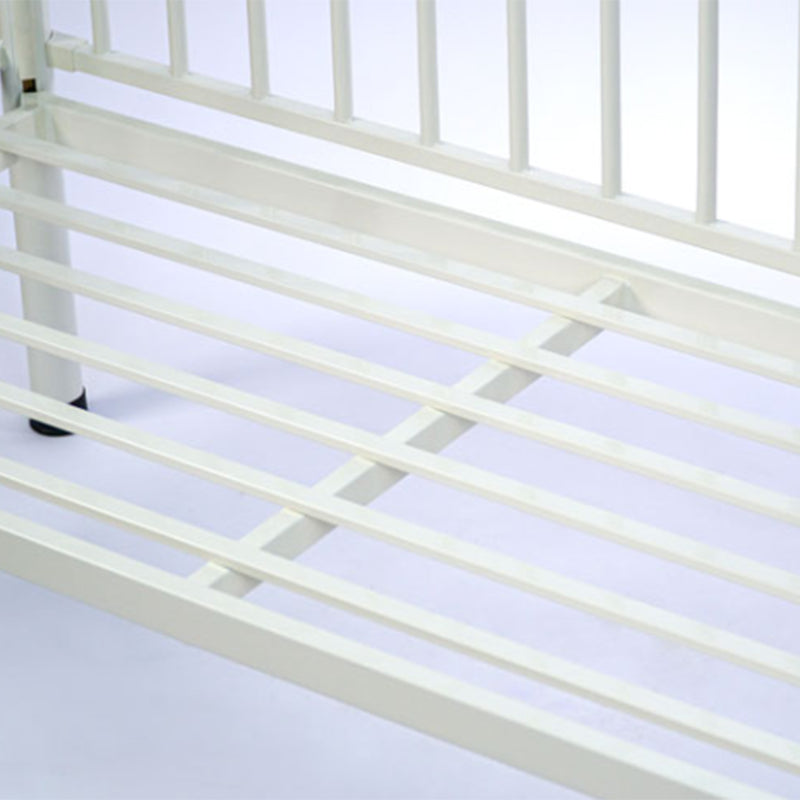 Modern Style Metal Slat Kids Bed Frame with Guardrail in Black and White