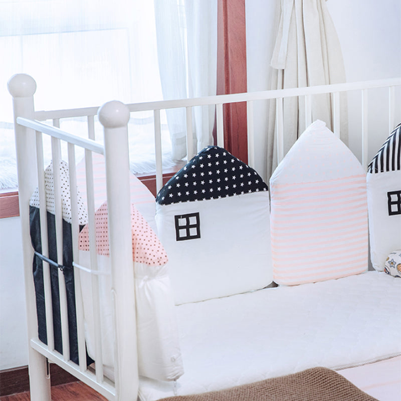 Modern Style Metal Slat Kids Bed Frame with Guardrail in Black and White