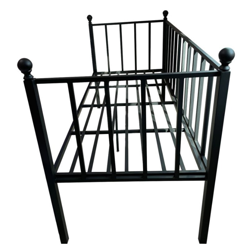 Modern Style Metal Slat Kids Bed Frame with Guardrail in Black and White