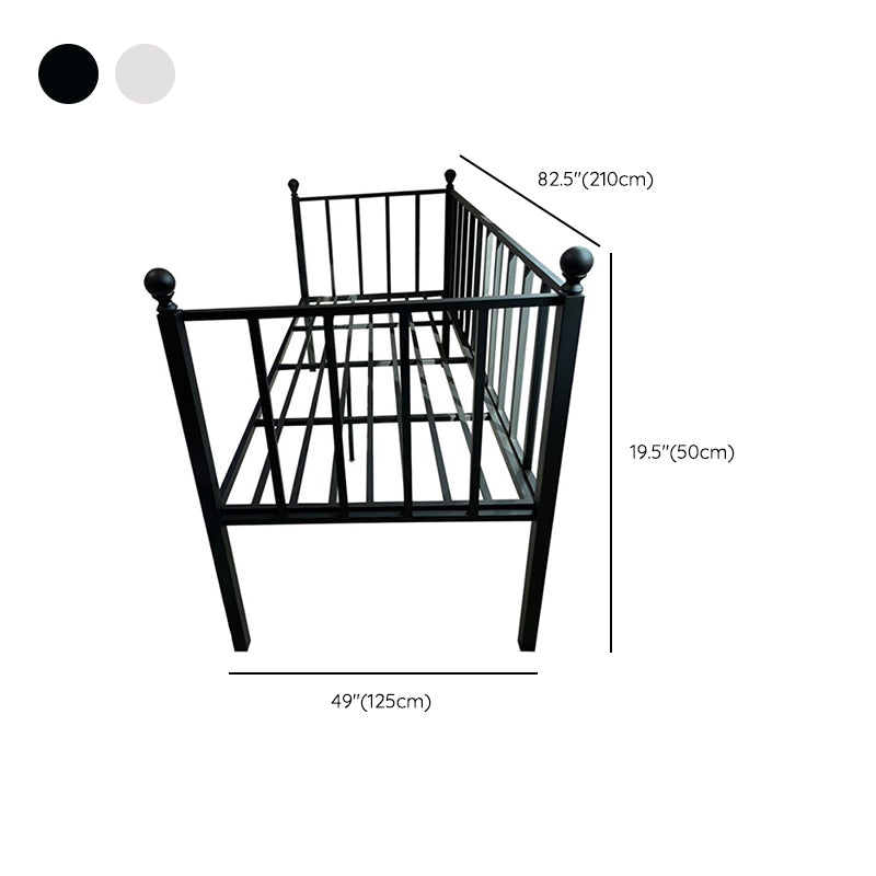 Modern Style Metal Slat Kids Bed Frame with Guardrail in Black and White