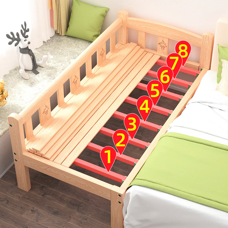 Modern Solid Wood Standard Bed Low Open-Frame Kids Bed with Guardrail