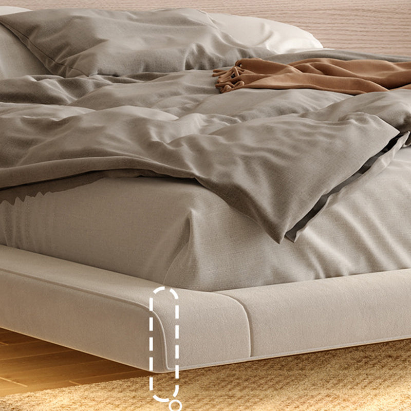 Light Beige Platform Bed Frame Wood and Upholstered Platform Bed with Metal Legs