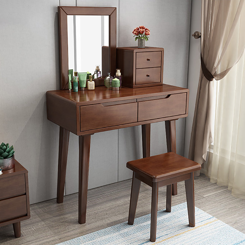 15.74" Wide Vanity Set with Drawer Solid Wood Make-up Vanity with Mirror and Stool