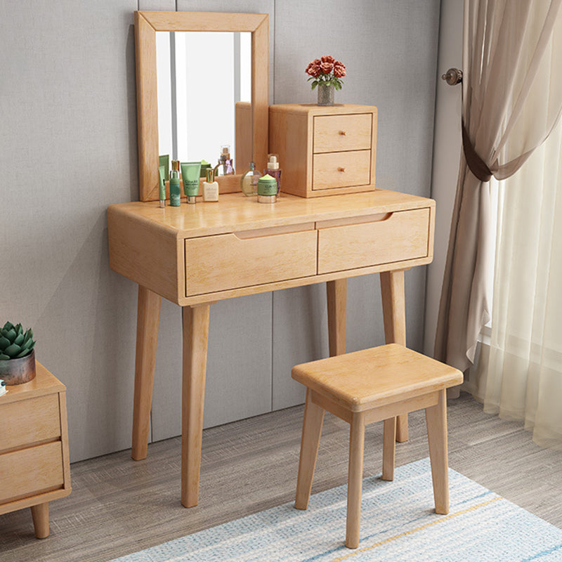 15.74" Wide Vanity Set with Drawer Solid Wood Make-up Vanity with Mirror and Stool