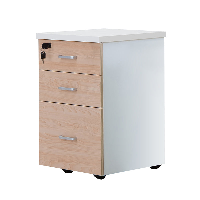 Contemporary File Cabinets Solid Wood Frame Key Lock File Pedestal