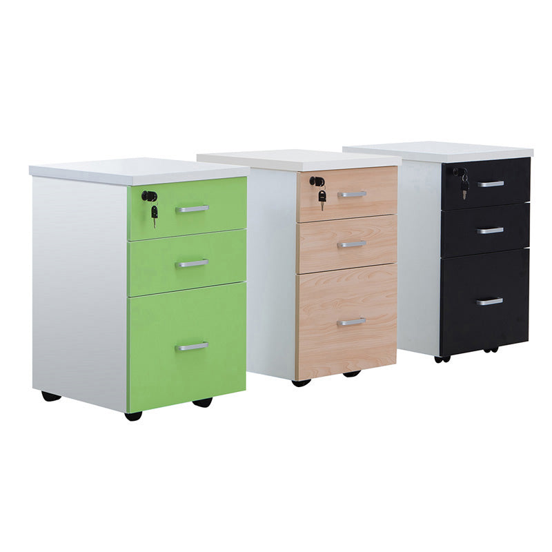 Contemporary File Cabinets Solid Wood Frame Key Lock File Pedestal