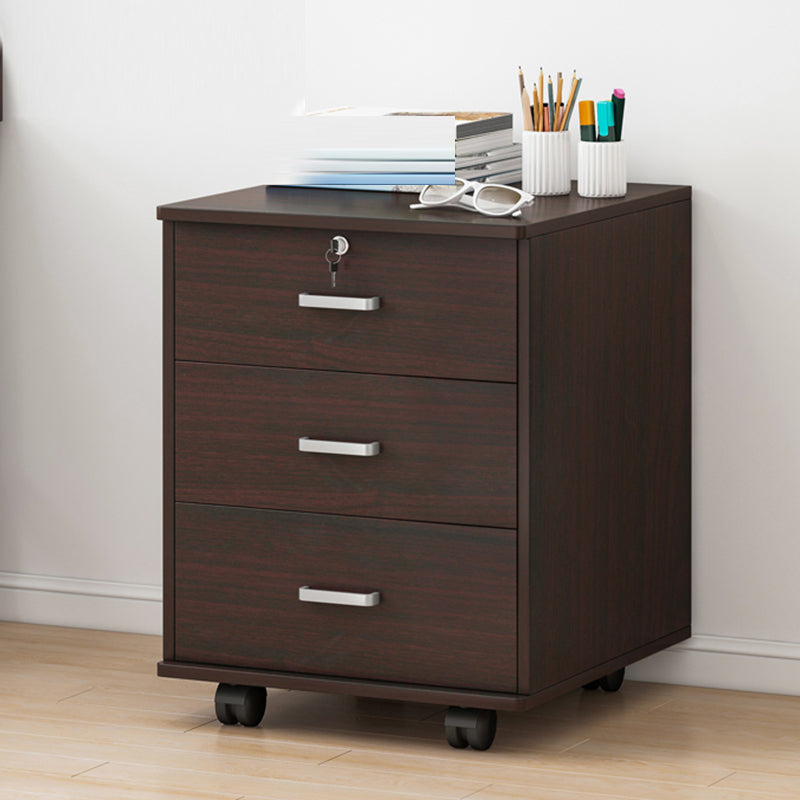 Contemporary File Cabinets Solid Wood Frame Key Lock File Pedestal Office