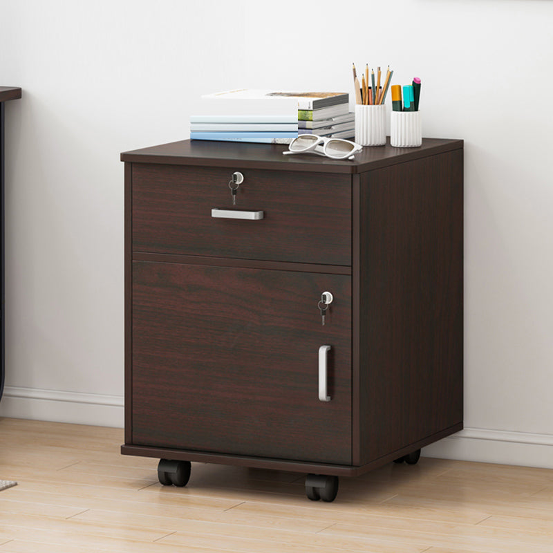 Contemporary File Cabinets Solid Wood Frame Key Lock File Pedestal Office