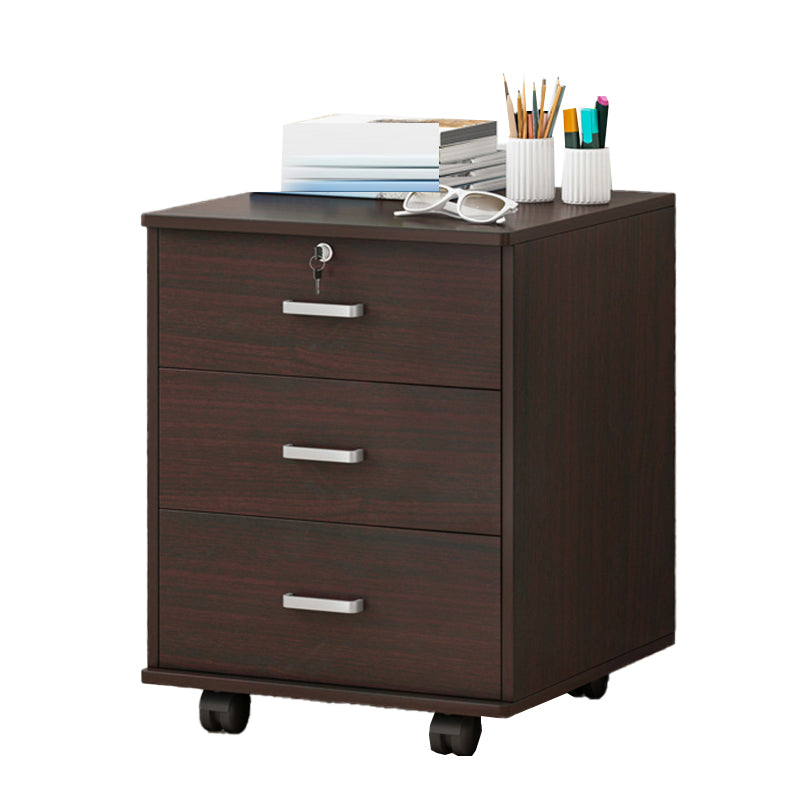 Contemporary File Cabinets Solid Wood Frame Key Lock File Pedestal Office