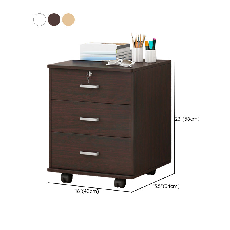 Contemporary File Cabinets Solid Wood Frame Key Lock File Pedestal Office