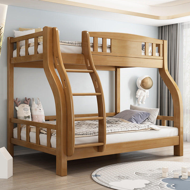 Scandinavian Solid Wood Bunk Bed Slat Rubberwood Kids Bed with Staircase