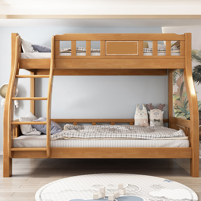 Scandinavian Solid Wood Bunk Bed Slat Rubberwood Kids Bed with Staircase