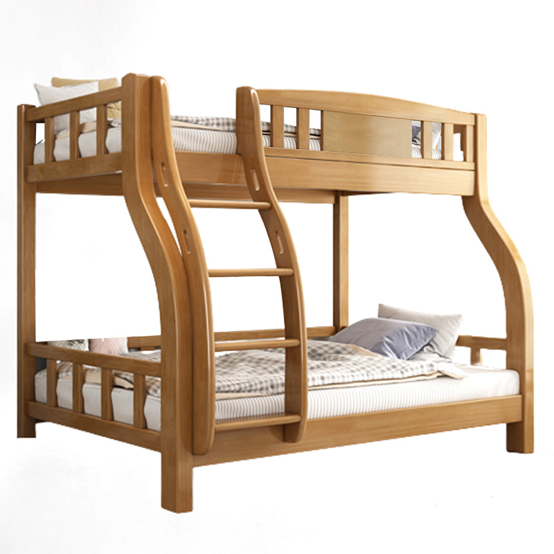 Scandinavian Solid Wood Bunk Bed Slat Rubberwood Kids Bed with Staircase