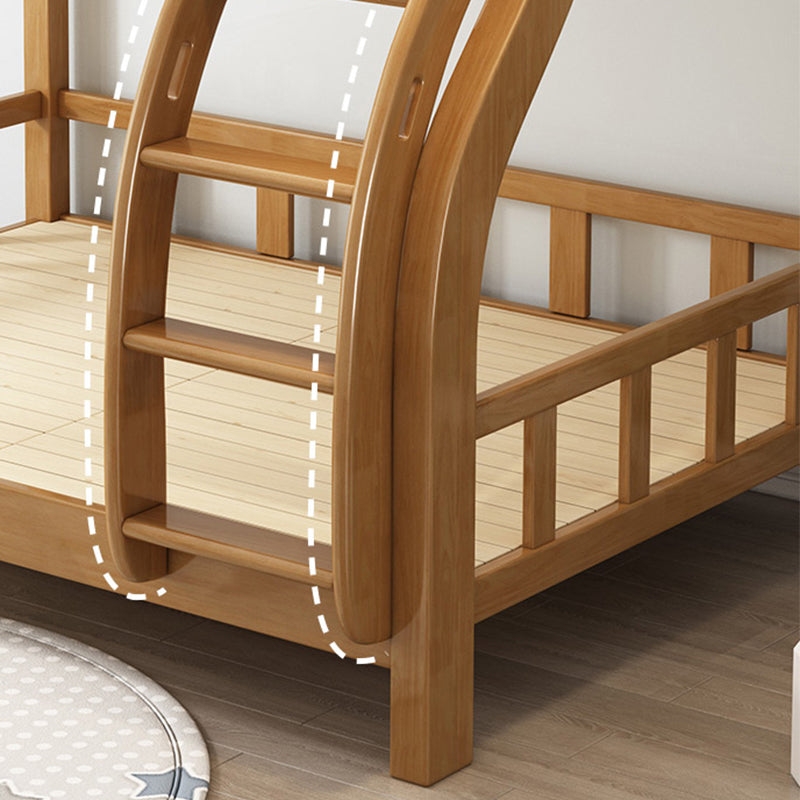 Scandinavian Solid Wood Bunk Bed Slat Rubberwood Kids Bed with Staircase