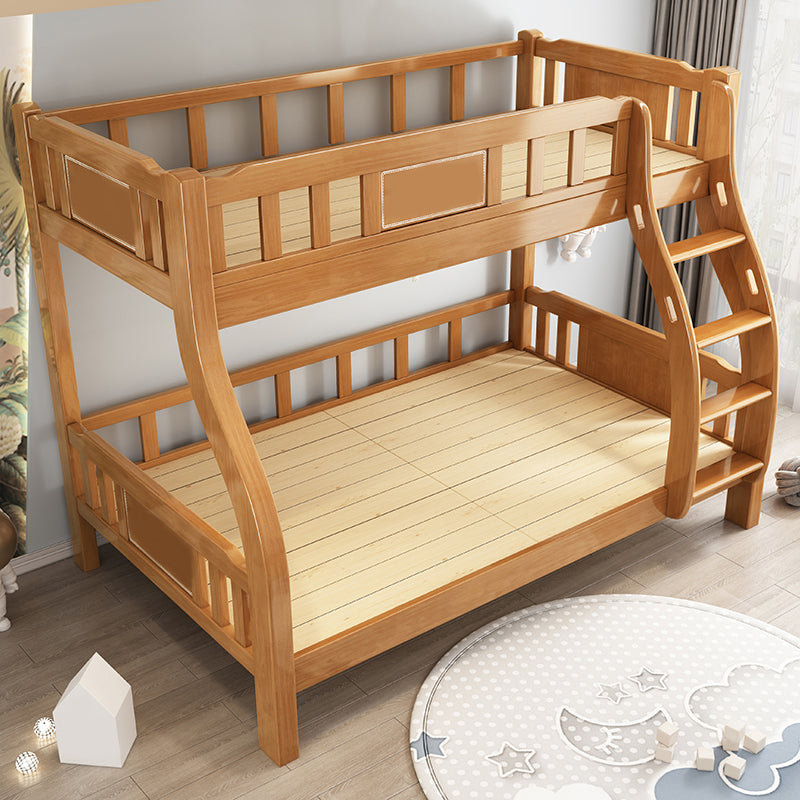 Scandinavian Solid Wood Bunk Bed Slat Rubberwood Kids Bed with Staircase