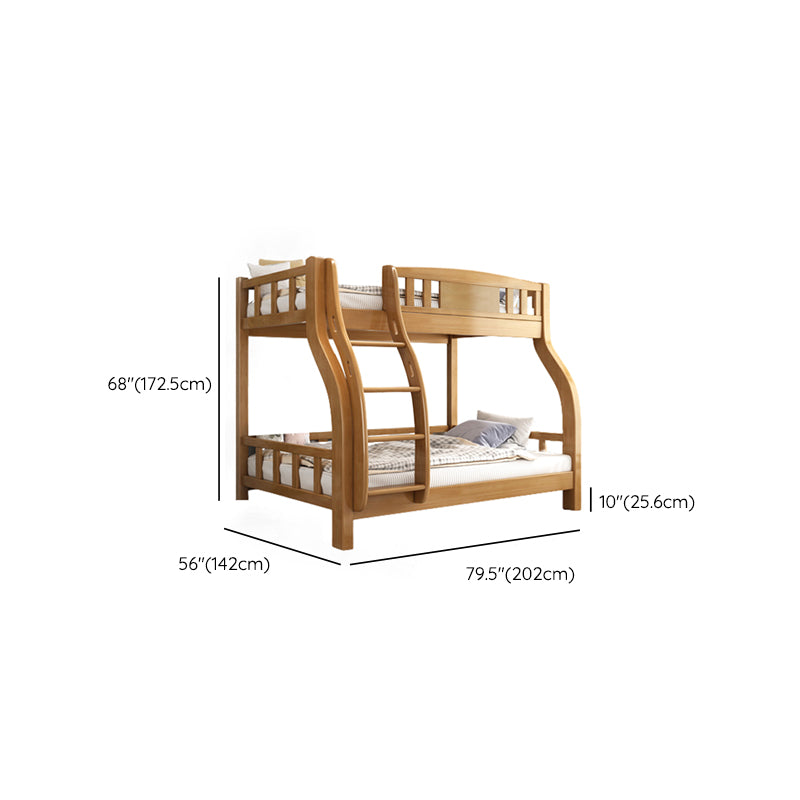 Scandinavian Solid Wood Bunk Bed Slat Rubberwood Kids Bed with Staircase