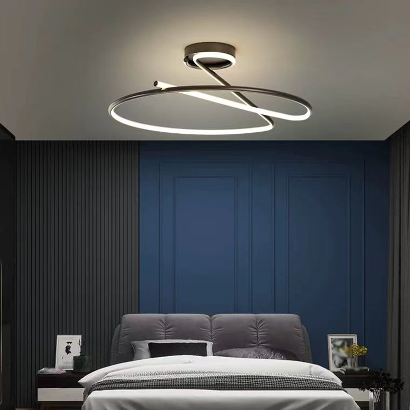 Semi Geometric Flush Mount Lighting Modern Metal Semi Flush Lamp