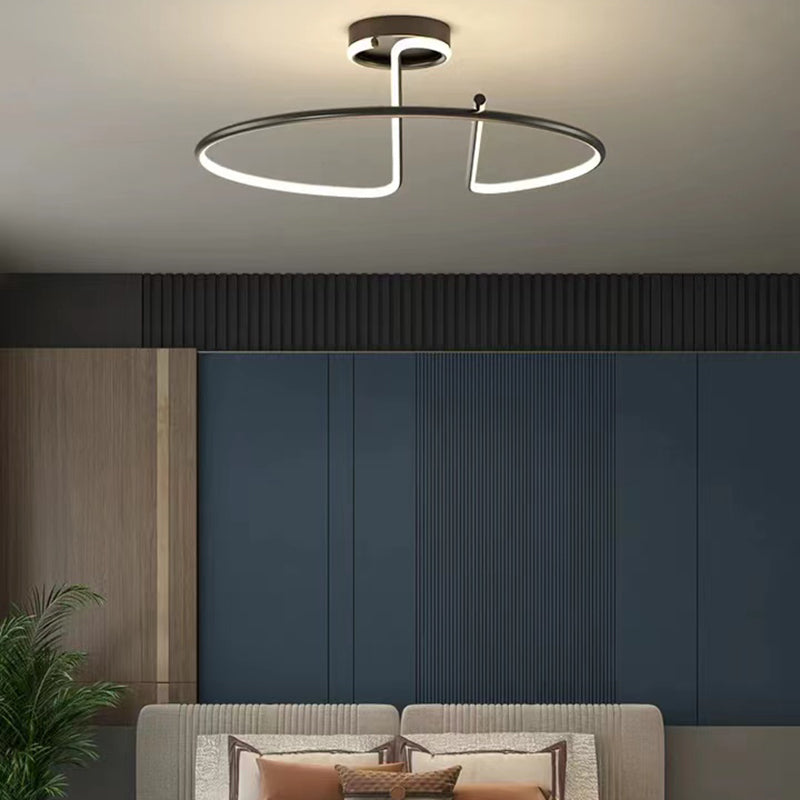 Semi Geometric Flush Mount Lighting Modern Metal Semi Flush Lamp