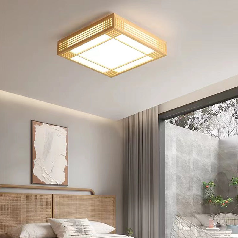 Modern Square Flush Mount Lights Wood Flush Mount for Bedroom