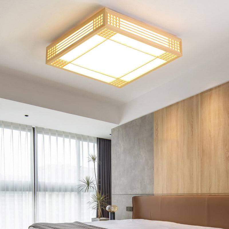 Modern Square Flush Mount Lights Wood Flush Mount for Bedroom