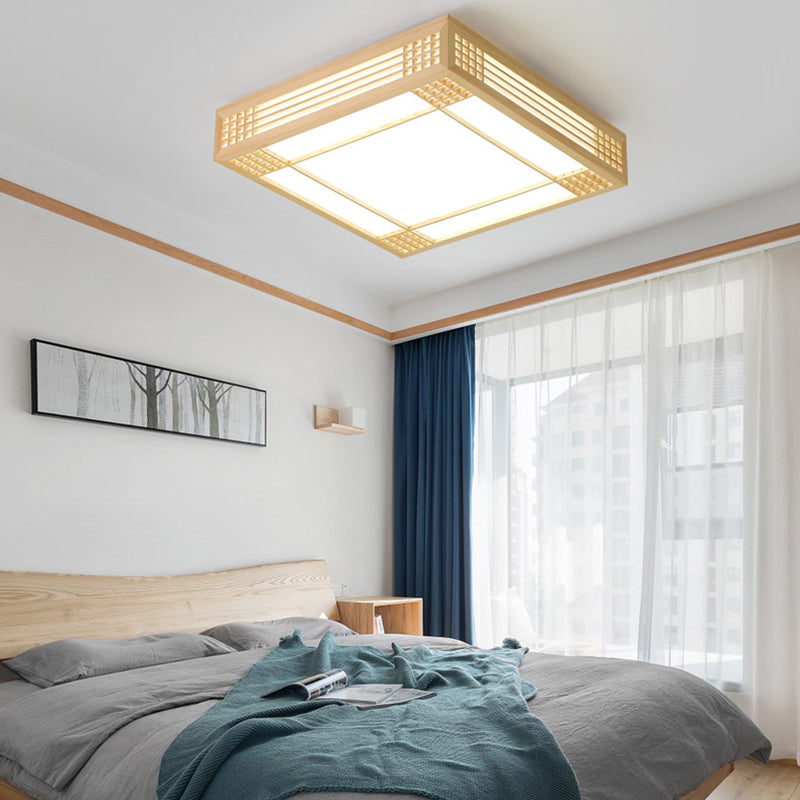 Modern Square Flush Mount Lights Wood Flush Mount for Bedroom