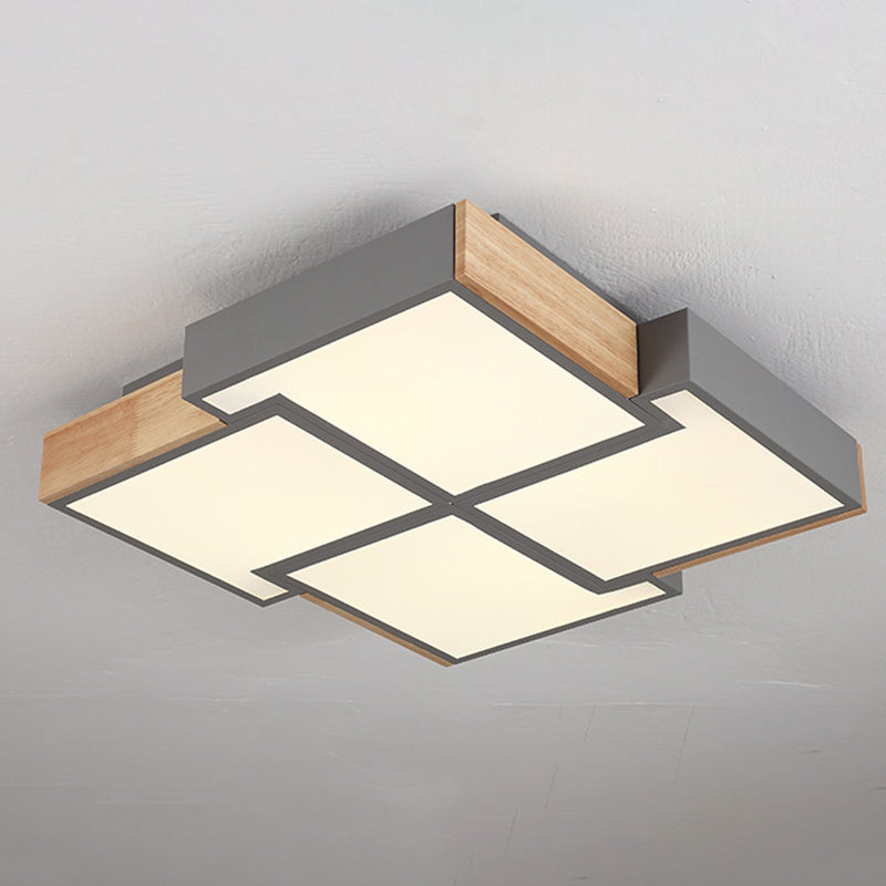 Geometric Flush Ceiling Light Minimal Metal Mount Lighting for Bedroom