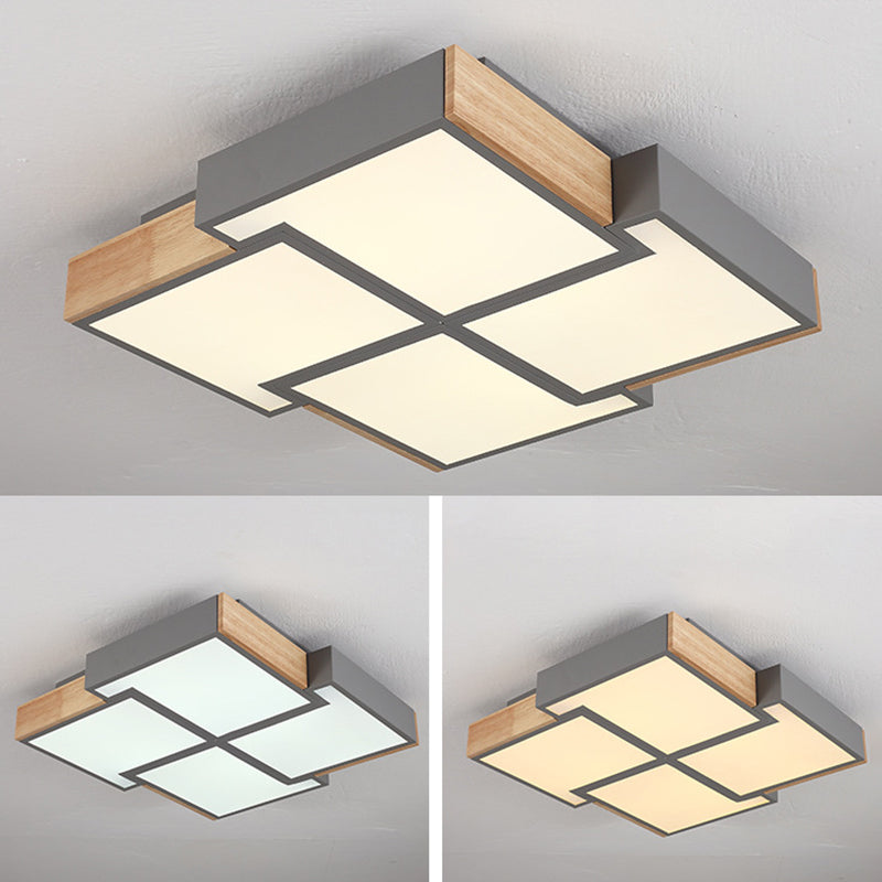 Geometric Flush Ceiling Light Minimal Metal Mount Lighting for Bedroom