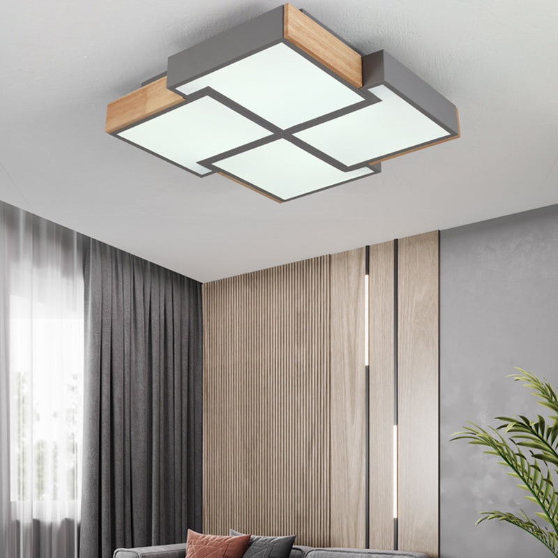 Geometric Flush Ceiling Light Minimal Metal Mount Lighting for Bedroom