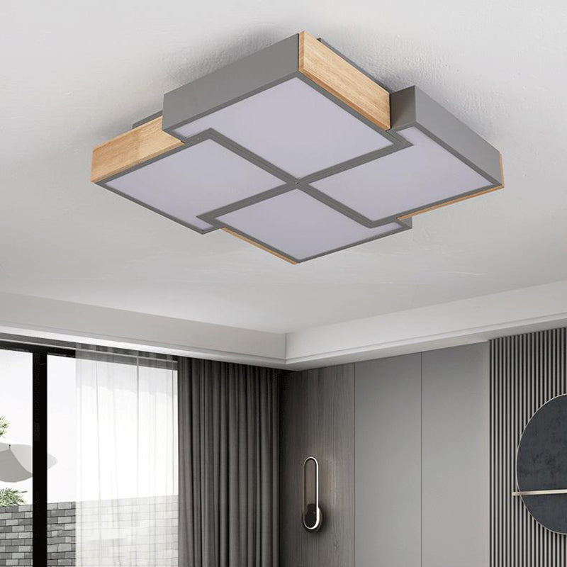 Geometric Flush Ceiling Light Minimal Metal Mount Lighting for Bedroom