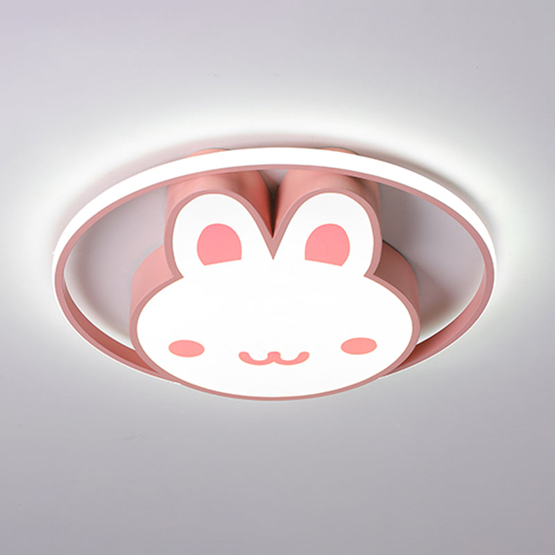 Rabbit Shape Flush Mount Light Modern Style Metal 1 Light Flush Mount in Pink