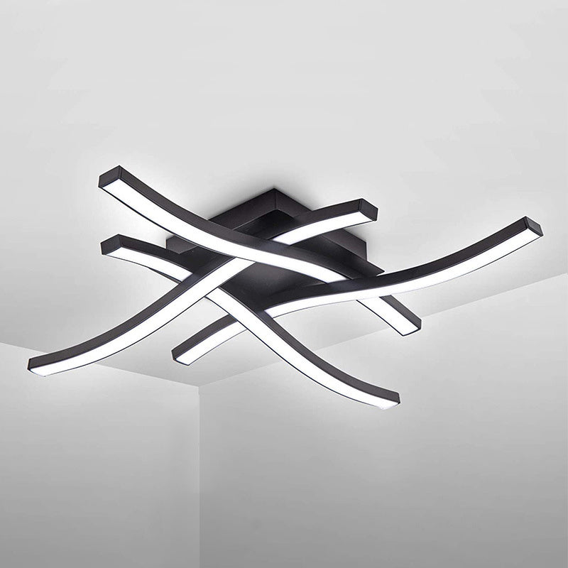 Metal Linear Flush Ceiling Lights Modern 4-Lights Flush Mount