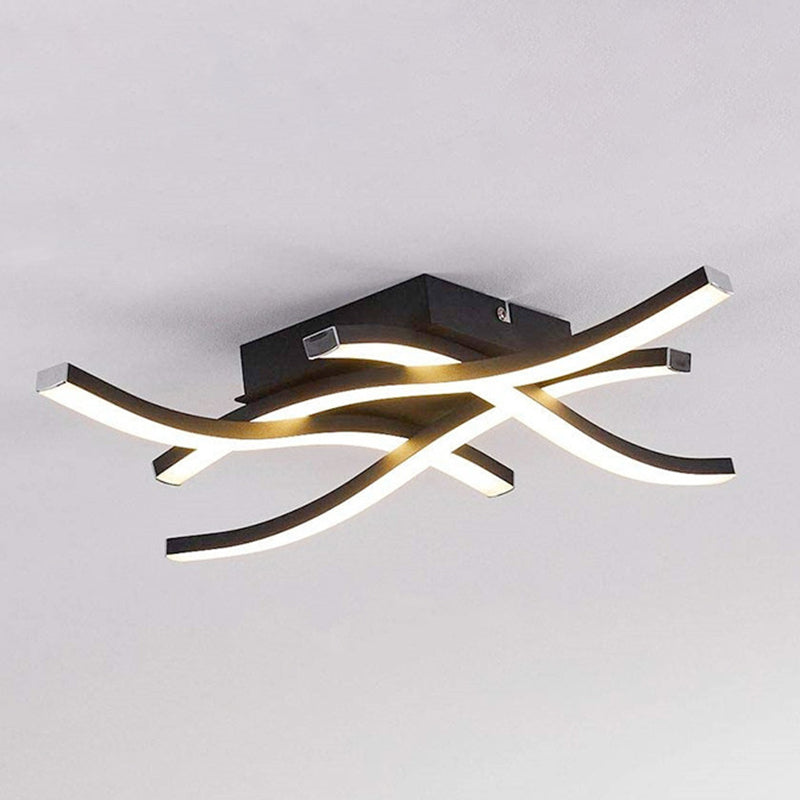 Metal Linear Flush Ceiling Lights Modern 4-Lights Flush Mount