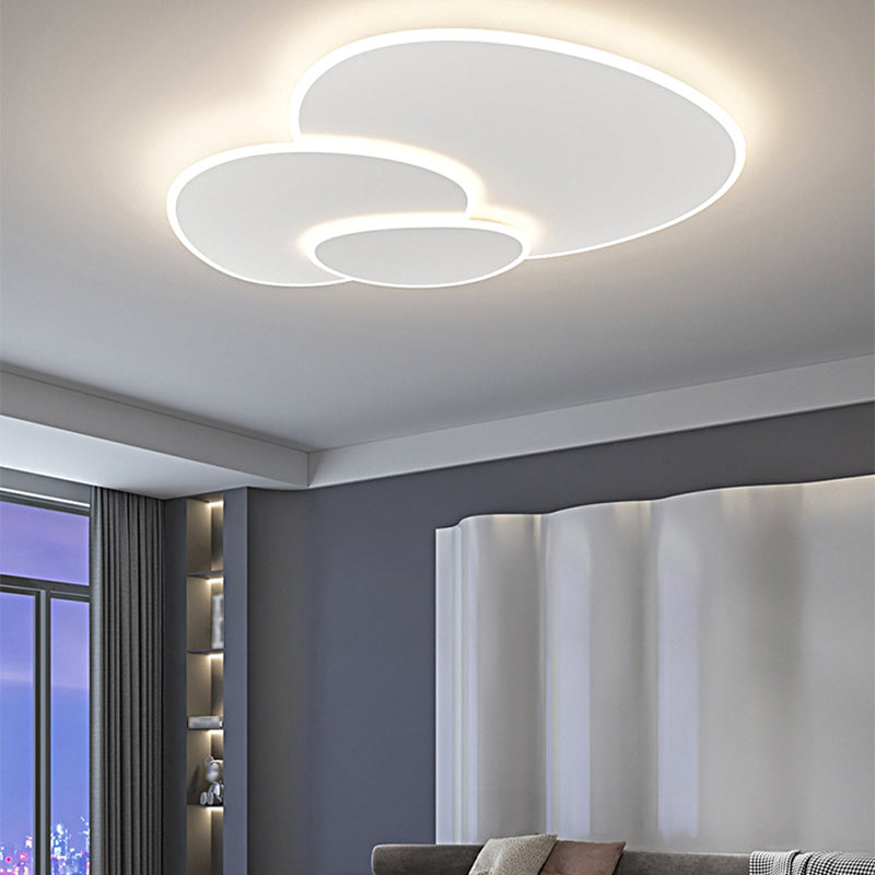 3 - Light LED Flush Mount in Matte White Contemporary Iron and Acrylic Ceiling Flush