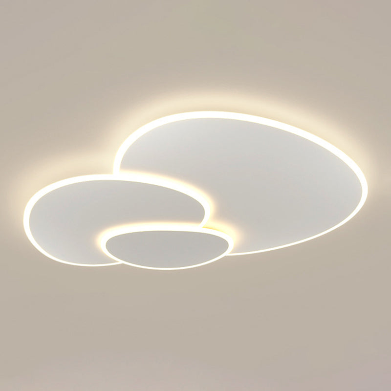 3 - Light LED Flush Mount in Matte White Contemporary Iron and Acrylic Ceiling Flush