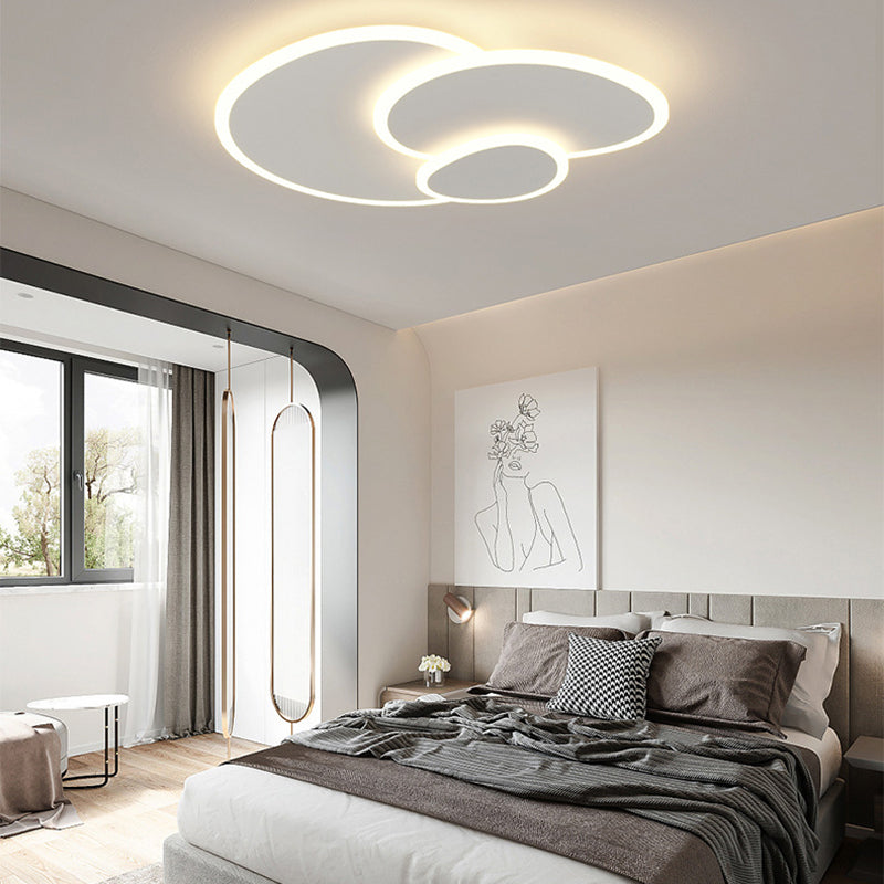 3 - Light LED Flush Mount in Matte White Contemporary Iron and Acrylic Ceiling Flush