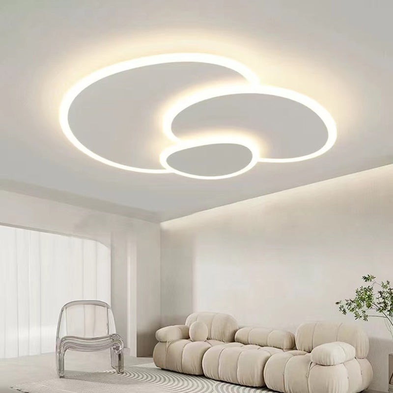 3 - Light LED Flush Mount in Matte White Contemporary Iron and Acrylic Ceiling Flush