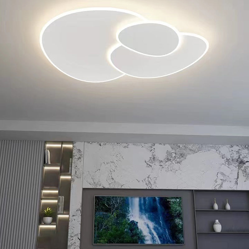 3 - Light LED Flush Mount in Matte White Contemporary Iron and Acrylic Ceiling Flush