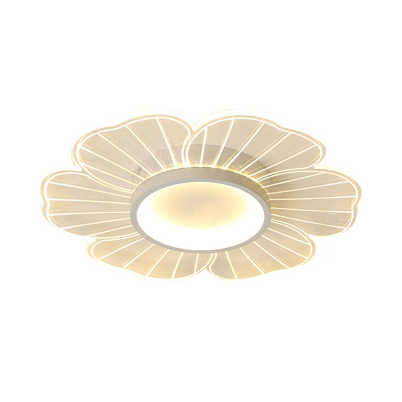 Metal LED Flush Mount Flower Shape in Clear Minimalist Ceiling Flush