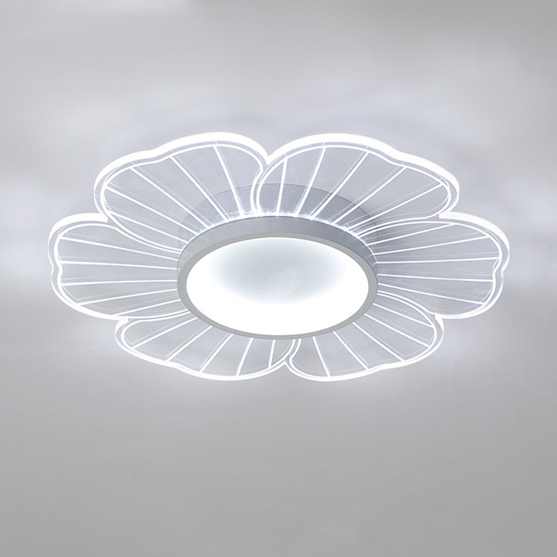 Metal LED Flush Mount Flower Shape in Clear Minimalist Ceiling Flush