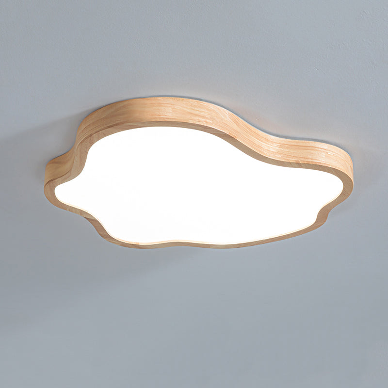 Modern Style Cloud Shape Flush Mount 1 Light Wood Ceiling Light for Bedroom