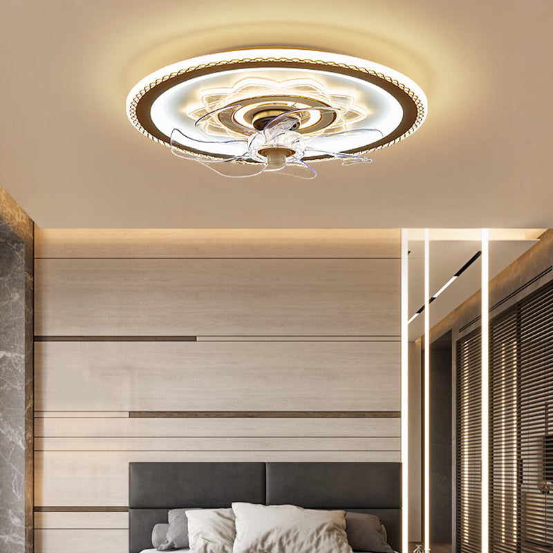 7-Blade Ceiling Fan Contemporary Metallic Fan with Light for Home