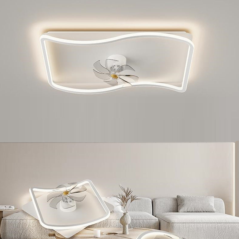 Nordic Style Ceiling Fan Lamp LED Geometry Shape Ceiling Fan Light for Living Room