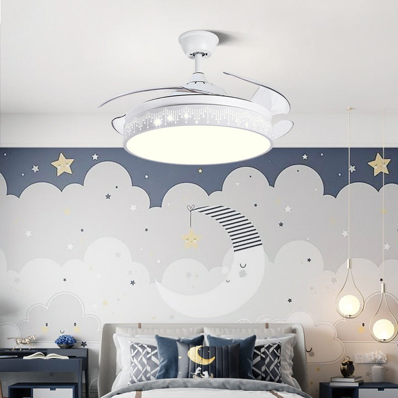 Nordic Style Ceiling Fan Lamp Round Shape LED Ceiling Fan Light for Living Room