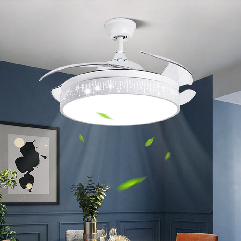 Nordic Style Ceiling Fan Lamp Round Shape LED Ceiling Fan Light for Living Room