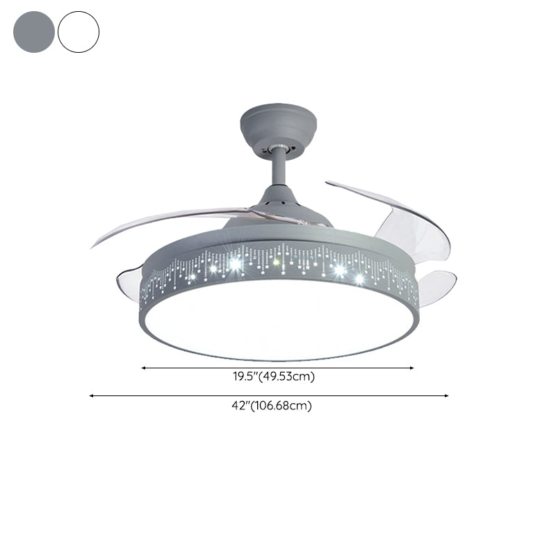 Nordic Style Ceiling Fan Lamp Round Shape LED Ceiling Fan Light for Living Room