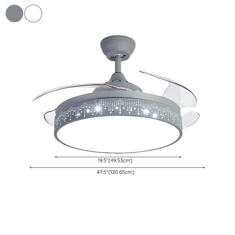 Nordic Style Ceiling Fan Lamp Round Shape LED Ceiling Fan Light for Living Room