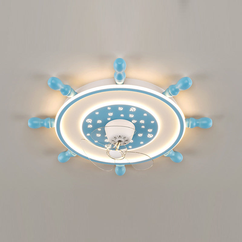 Cartoon Style Ceiling Fan Lamp 3th Gears Adjustment Ceiling Fan Light for Children's Room