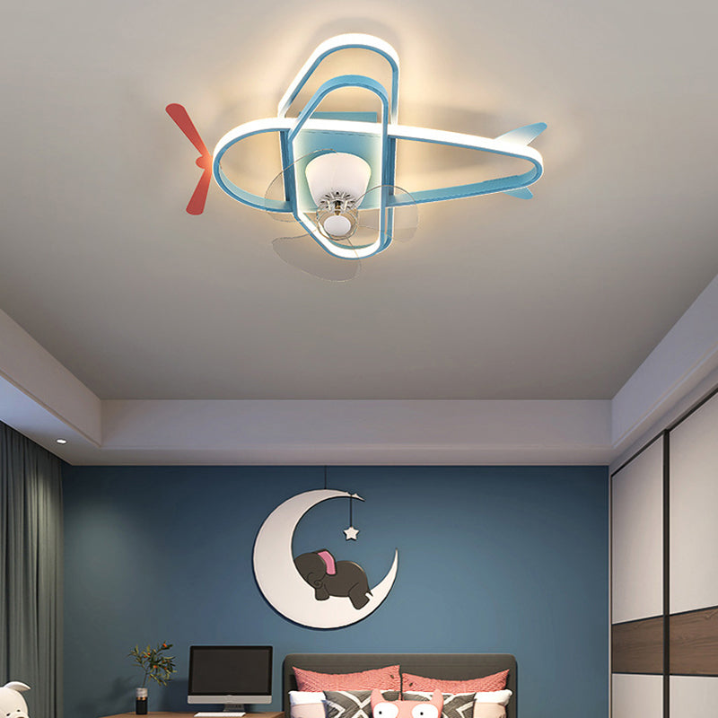 Cartoon Style Ceiling Fan Lamp 3th Gears Adjustment Ceiling Fan Light for Children's Room