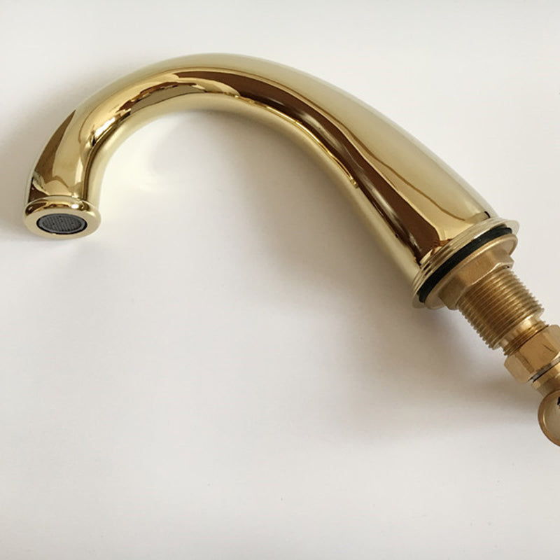 Glam Widespread Bathroom Faucet Lever Handles 3 Holes Low Arc Solid Brass Faucet